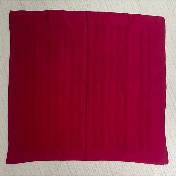 CHANEL Fuchsia Silk Scarf - 32.5” x 33.5” - Picture 11 of 13